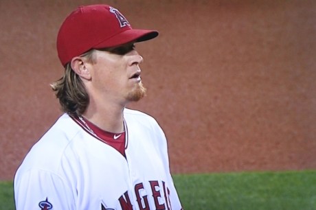 Angels pitcher Jered Weaver retired the first 12 batters he faced.