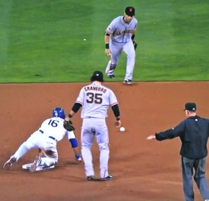 Andre Ethier achieves the first stolen base of his career.