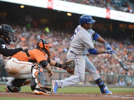 Juan Uribe was on fire against his former teammates, knocking in seven runs in the Dodgers' 10-2 rout of the Giants.