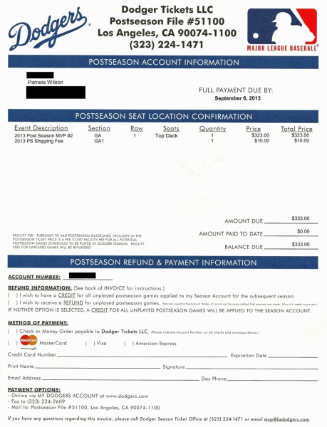 Dodger invoice