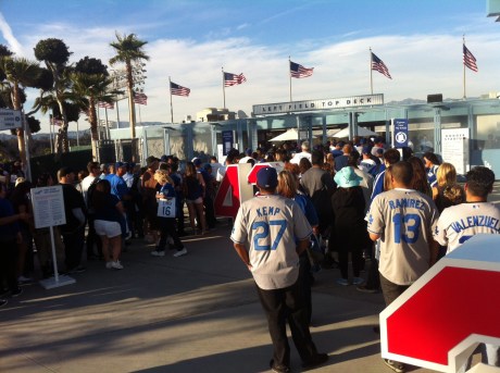 Mob scene at the Top Deck entry gate.