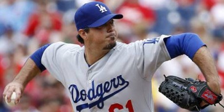 Dodger pitcher Josh Beckett threw his first career no-hitter in Philadelphia.